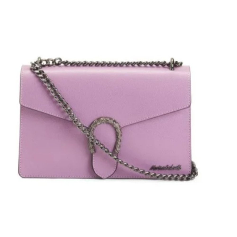 NWT MARINA GALANTI Purple Made In Italy Leather Crossbody With Sliding Chain